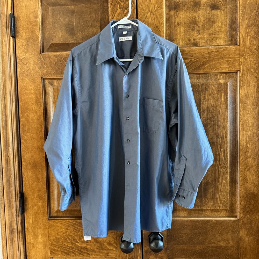 CEZANI Blue Button-Up Shirt - Men's Size 17 Neck 32/33 Sleeve